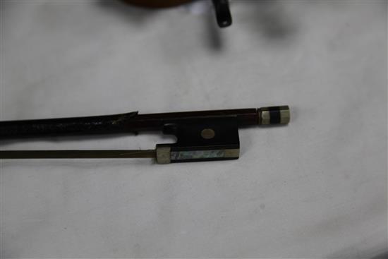 A late 19th / early 20th violin, length of back 14in., together with case and bow